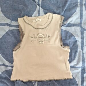 Green crop top with text